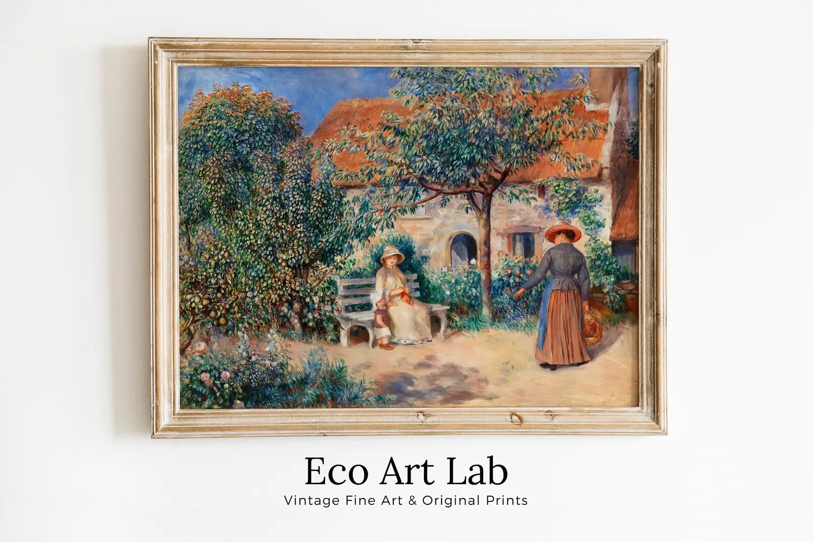 Framed view of Famous Renoir Print. In Brittany (En Bretagne) by Auguste Renoir. Vintage Painting Printable Wall Art Antique Oil Painting. Instant Download – printable wall art digital download.