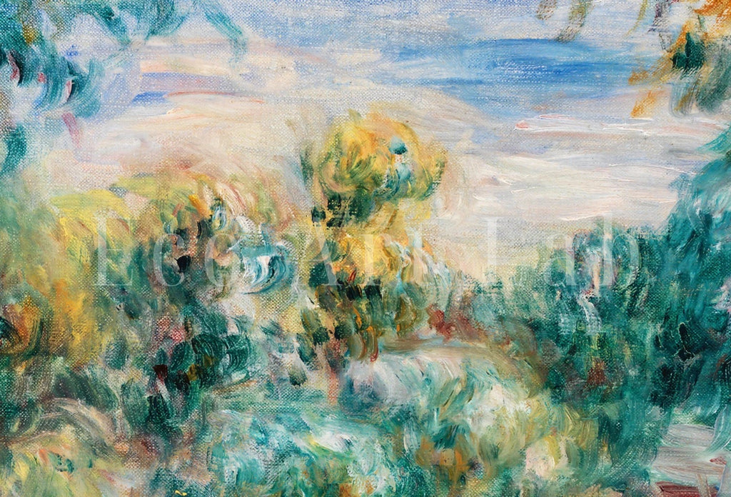 Detail view of artwork from Famous Renoir Print. Landscape (Paysage) by Auguste Renoir. Vintage Landscape. Antique Oil Painting. Printable Wall Art. Instant Download. (variation 1)