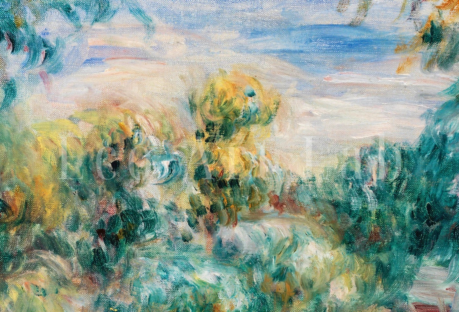 Detail view of artwork from Famous Renoir Print. Landscape (Paysage) by Auguste Renoir. Vintage Landscape. Antique Oil Painting. Printable Wall Art. Instant Download. (variation 1)