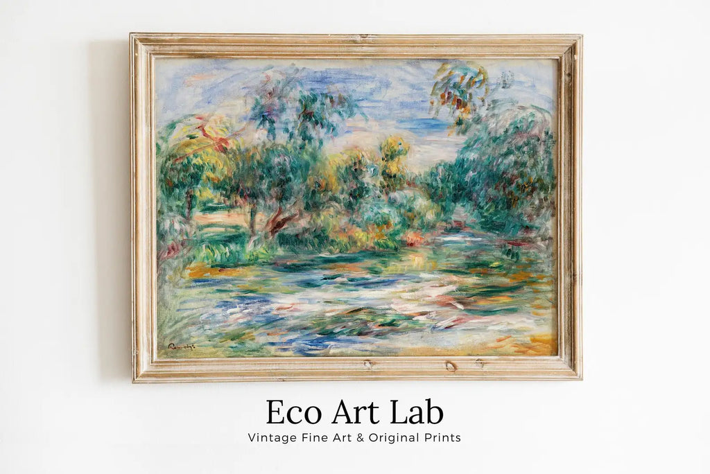 Framed view of Famous Renoir Print. Landscape (Paysage) by Auguste Renoir. Vintage Landscape. Antique Oil Painting. Printable Wall Art. Instant Download – printable wall art digital download.