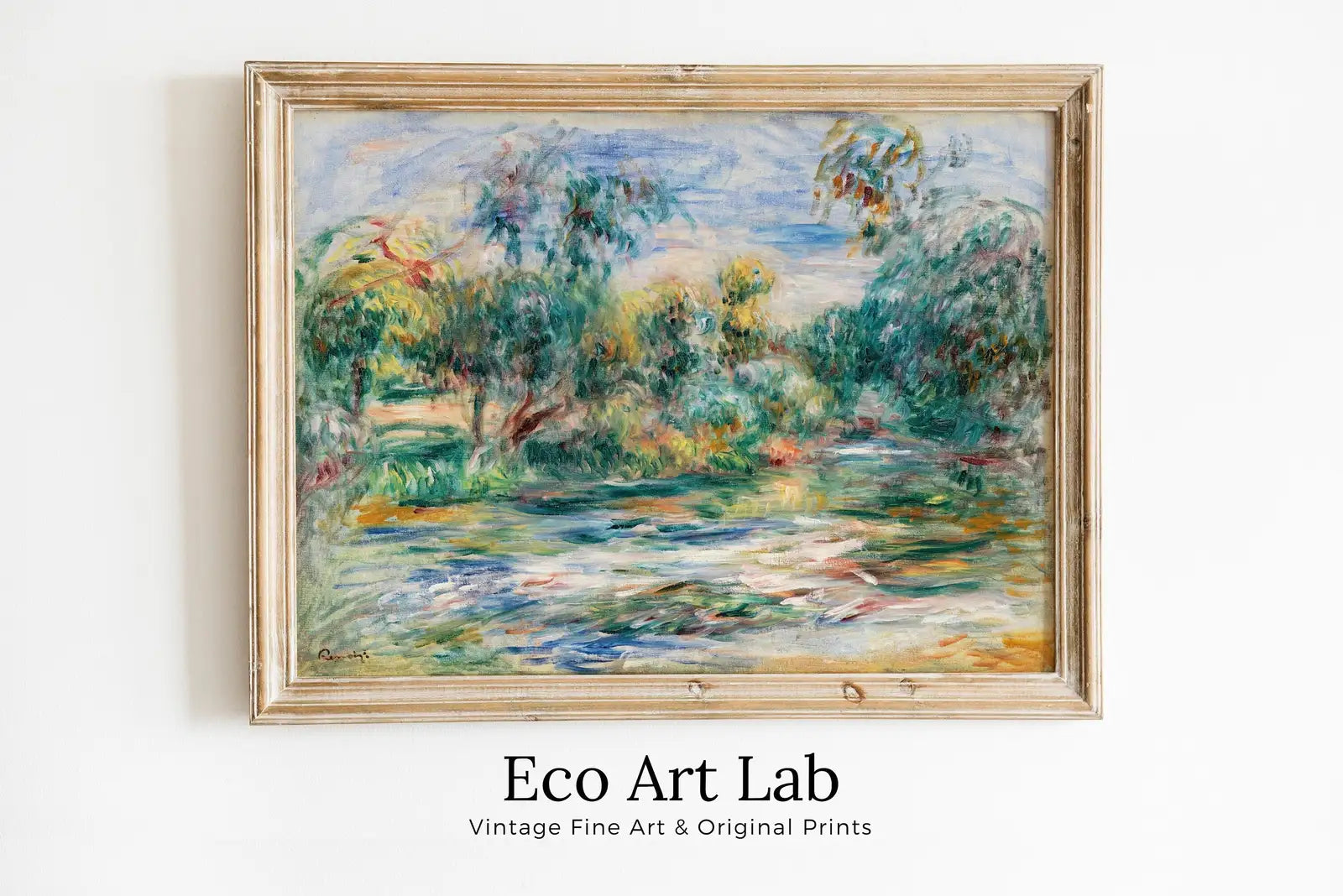 Framed view of Famous Renoir Print. Landscape (Paysage) by Auguste Renoir. Vintage Landscape. Antique Oil Painting. Printable Wall Art. Instant Download – printable wall art digital download.