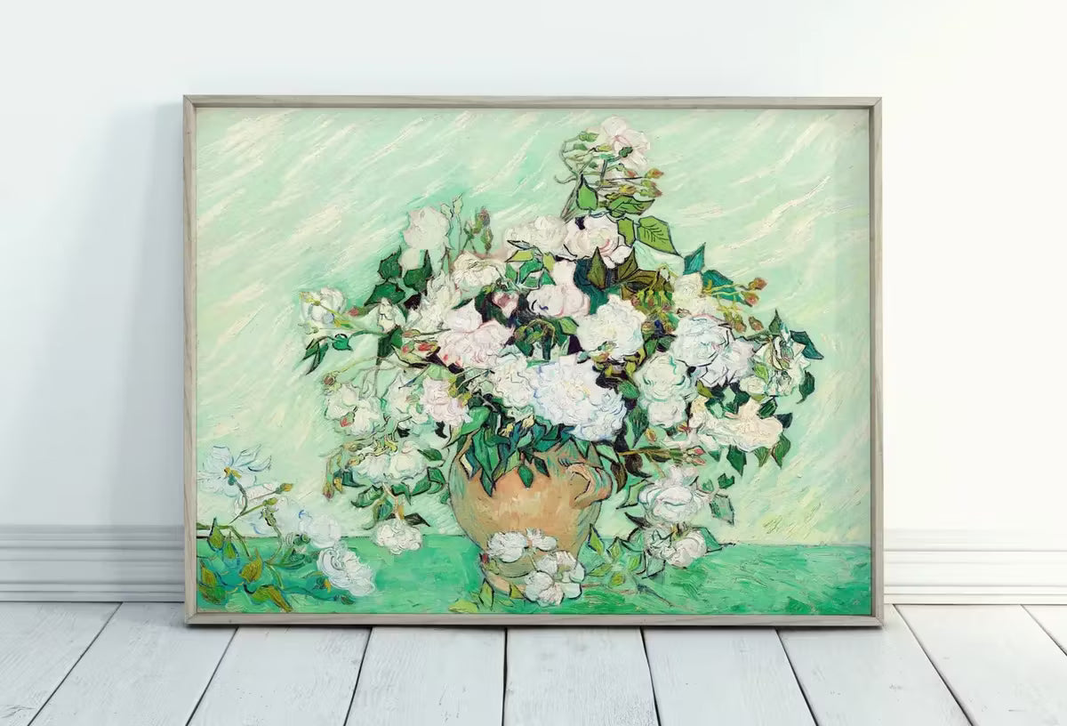 Famous van Gogh Roses Painting Art Print. Instant Download Printable van Gogh Fine Art. Vintage Still Life White Roses Painting. – Printable Wall Art
