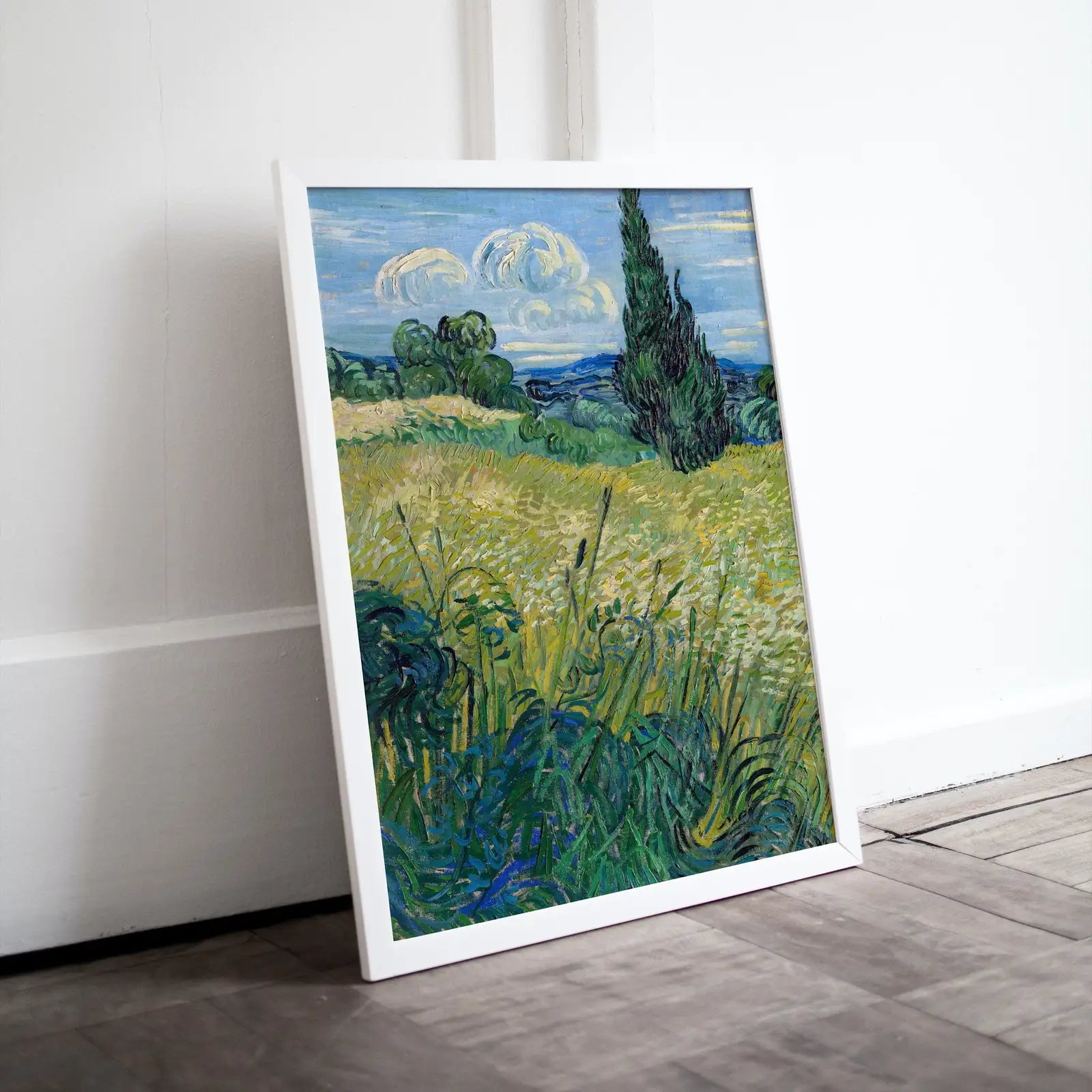 Célèbre impression d’art imprimable du champ de blé vert avec cyprès de Vincent van Gogh. Téléchargement instantané de l’impression de Van Gogh, peinture de paysage d’art vintage.