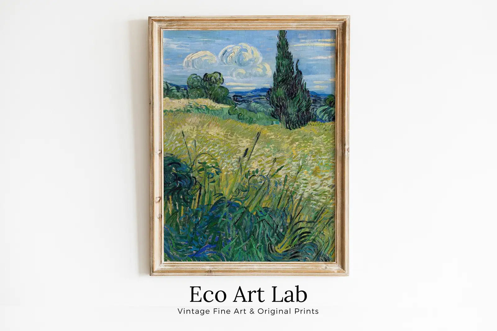 Célèbre impression d’art imprimable du champ de blé vert avec cyprès de Vincent van Gogh. Téléchargement instantané de l’impression de Van Gogh, peinture de paysage d’art vintage.