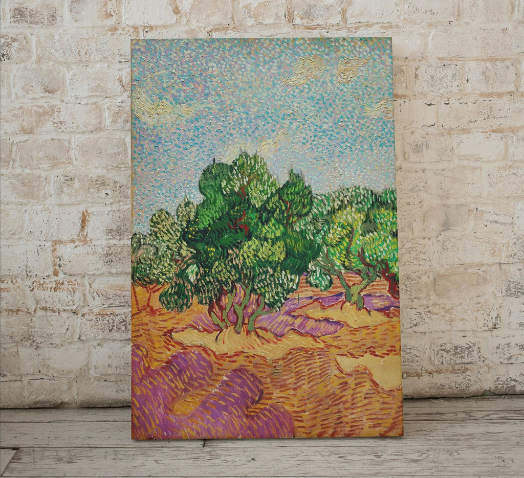 Detail view of artwork from Famous Vincent van Gogh Olive Trees Landscape Printable Art Print. Instant Download van Gogh Print Vintage Spring Painting. Fine Art Print. (variation 1)