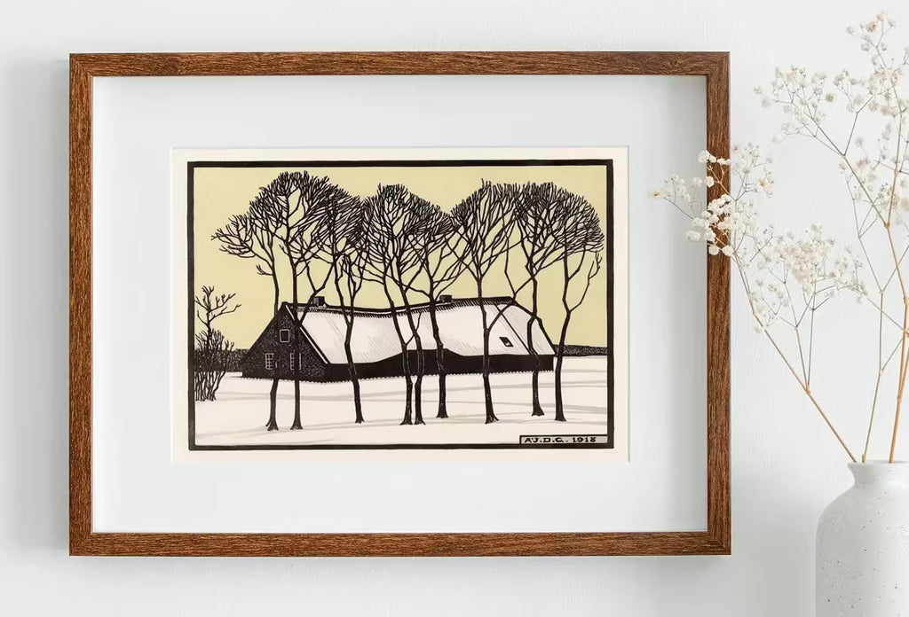 Farm in the Snow Vintage Art Nouveau Print Wall Art. Instant Download Retro Print, Julie De Graag Printable Wall Art. Art Nouveau Poster – Printable Wall Art