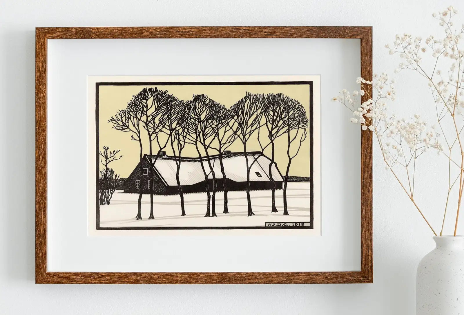 Included artwork preview showing first selection of artworks from Farm in the Snow Vintage Art Nouveau Print Wall Art. Instant Download Retro Print, Julie De Graag Printable Wall Art. Art Nouveau Poster.