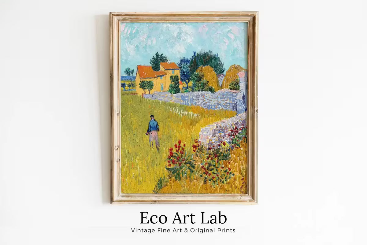 Farmhouse in Provence Vincent van Gogh Painting. Famous Printable Art. Instant Download van Gogh Vintage Landscape Fine Art  – Printable Wall Art