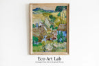Framed view of Farms near Auvers Vincent van Gogh Painting Printable Famous Art. Instant Download Farmhouse van Gogh Vintage Fine Art Digital Download – printable wall art digital download.