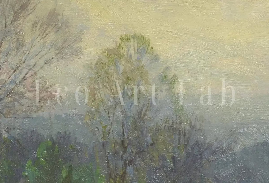 Field of Bluebonnets. Printable Spring Meadow Landscape Painting. Vintage Landscape Print Texas Bluebonnets Painting. Flower Field – Printable Wall Art