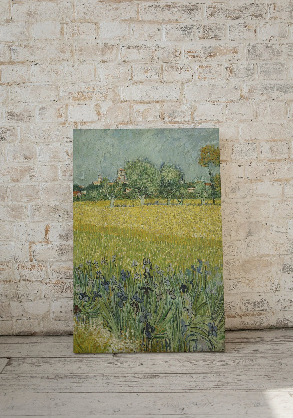 Detail view of artwork from Field with Flowers Vincent van Gogh Printable Famous Art Print. Instant Download. van Gogh Print. Vintage Landscape Painting. Fine Art Print. (variation 1)