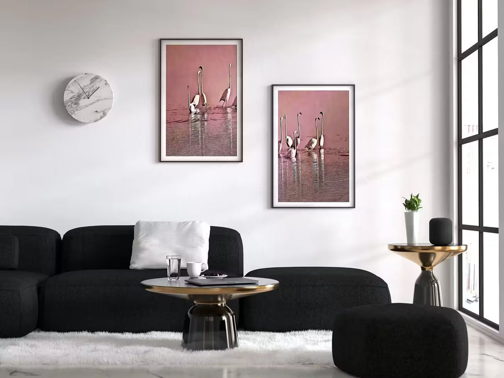 Flamingo Art Set of 2 Prints Gallery Wall Set. Pink Flamingo Print 2 Piece Wall Art Instant Digital Download Printable Wall Art Poster