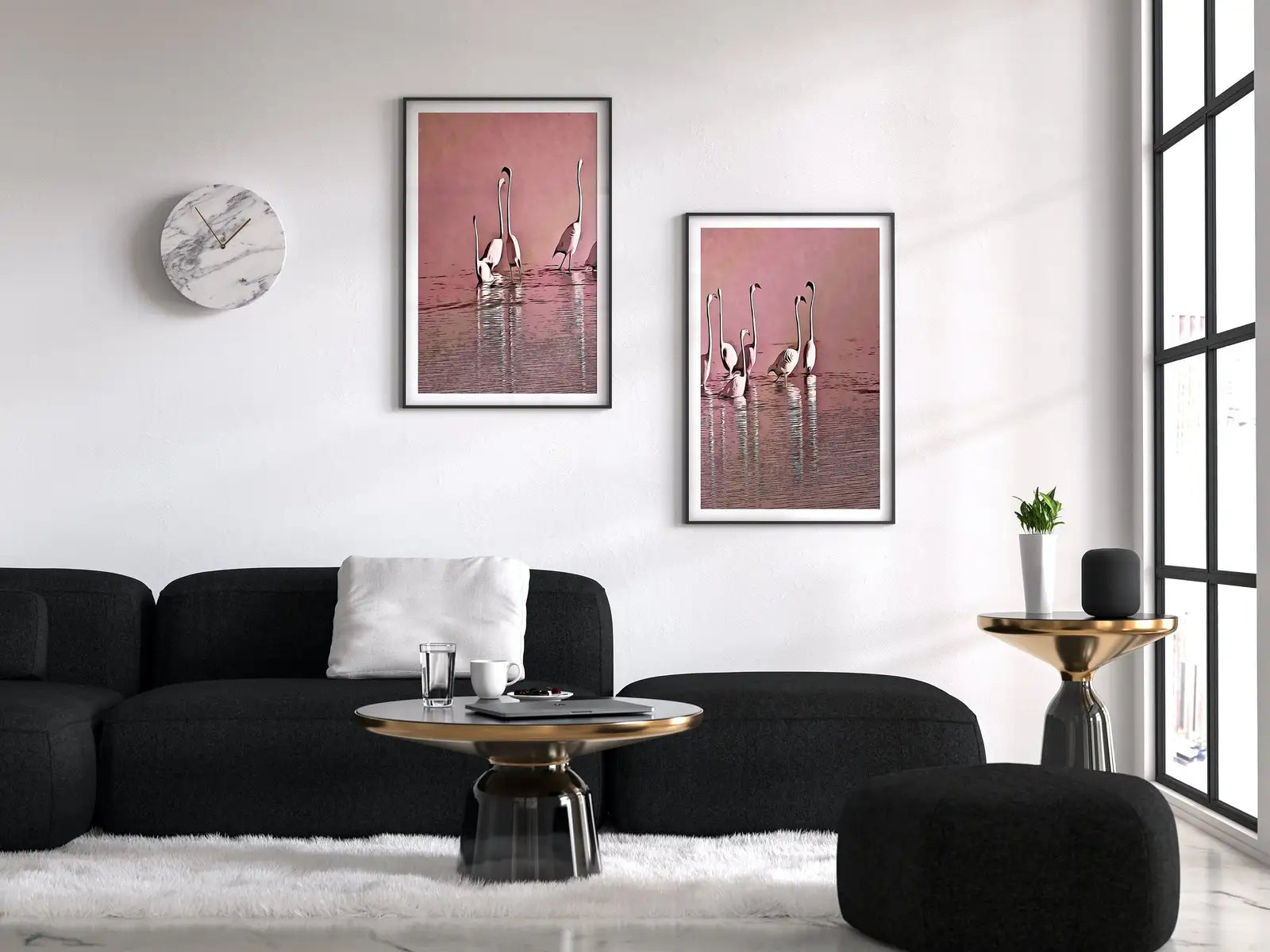 Ensemble d’art de flamants roses, ensemble de 2 impressions pour mur de galerie. Impression de flamant rose, ensemble de 2 pièces d’art mural. Téléchargement numérique instantané, affiche d’art mural à télécharger.