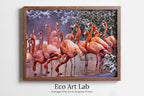 Framed view of Flamingo Print in Winter, Instant Digital Download, Printable Wall Art Poster, Birds Photography, Pastel Pink, Tropical Decor – printable wall art digital download.