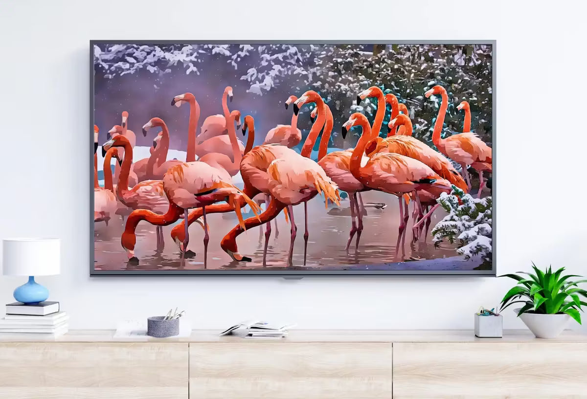 Flamingos in Winter Frame TV Art , Digital Art for Tv, Colorful Art for Frame TV Tropical Bird Decor – Frame TV  Art
