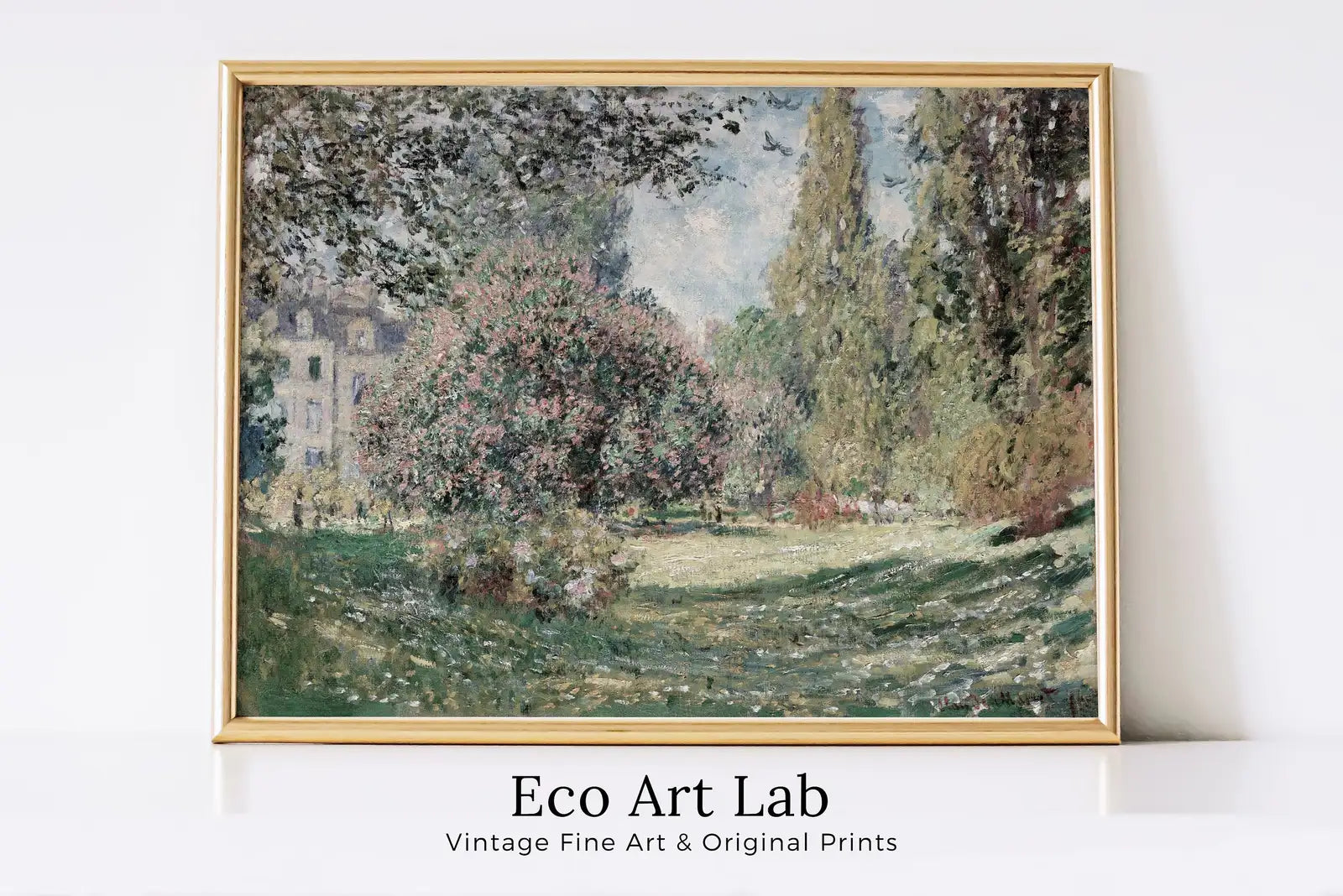 Framed view of Floral Landscape Painting – printable wall art digital download.