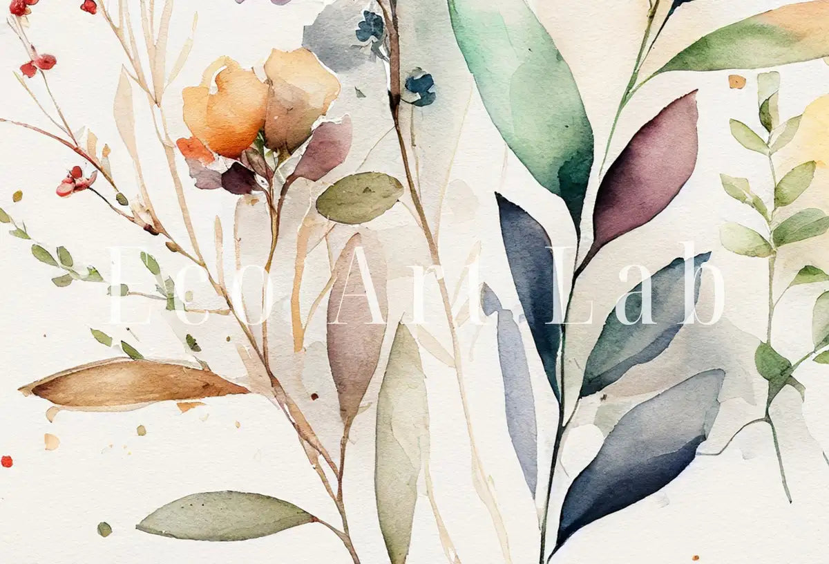 Detail view of artwork from Floral Minimalist Art. Watercolor Botanical Print. Boho Floral Art. Floral Printable Wall Art. Printable Flower Watercolor. Wild Flowers Art. (variation 2)