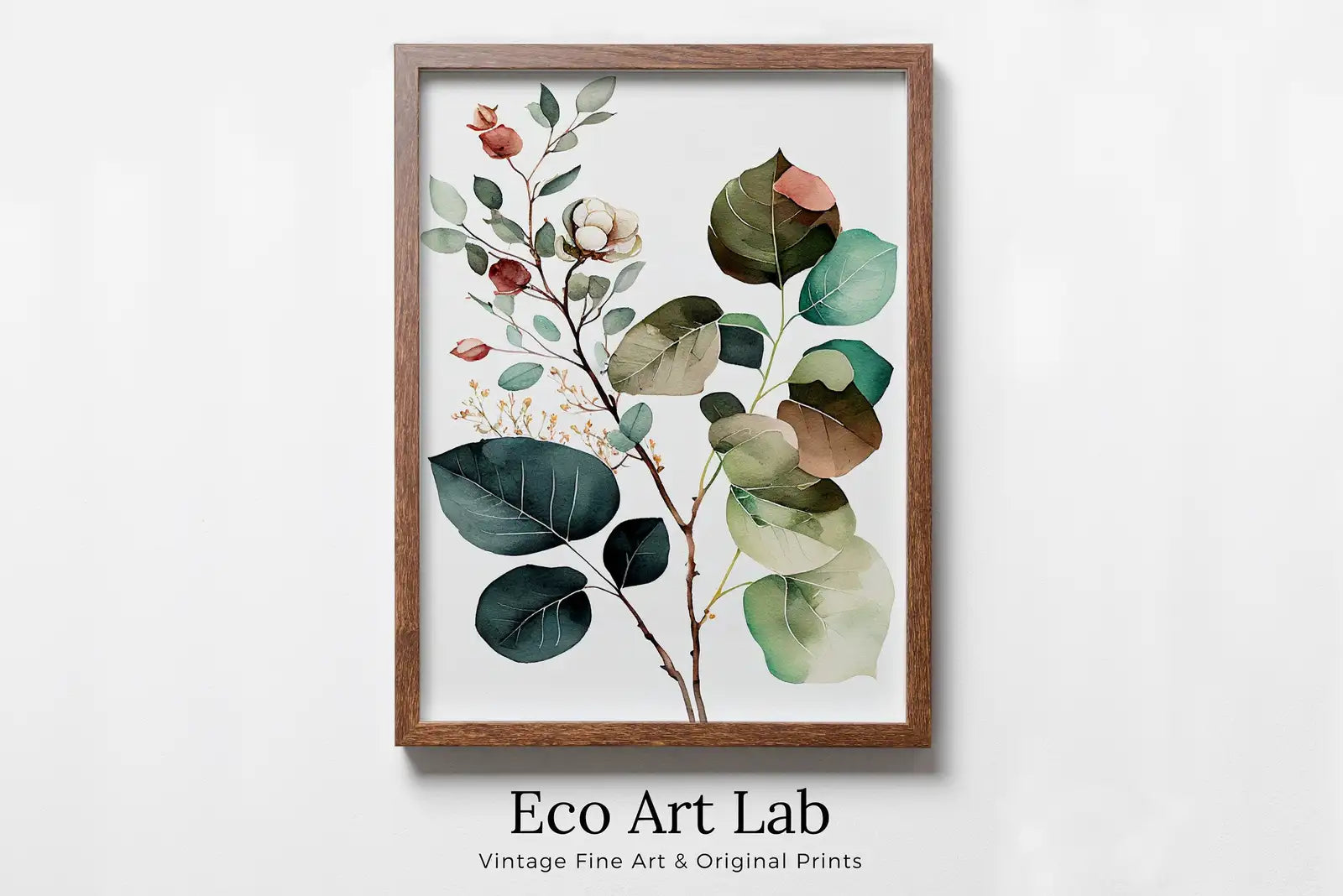 Framed view of Floral Minimalist Art. Wild Flowers Art. Printable Flower Watercolor. Floral Printable Wall Art. Colorful Boho Floral Art. Botanical Print – printable wall art digital download.