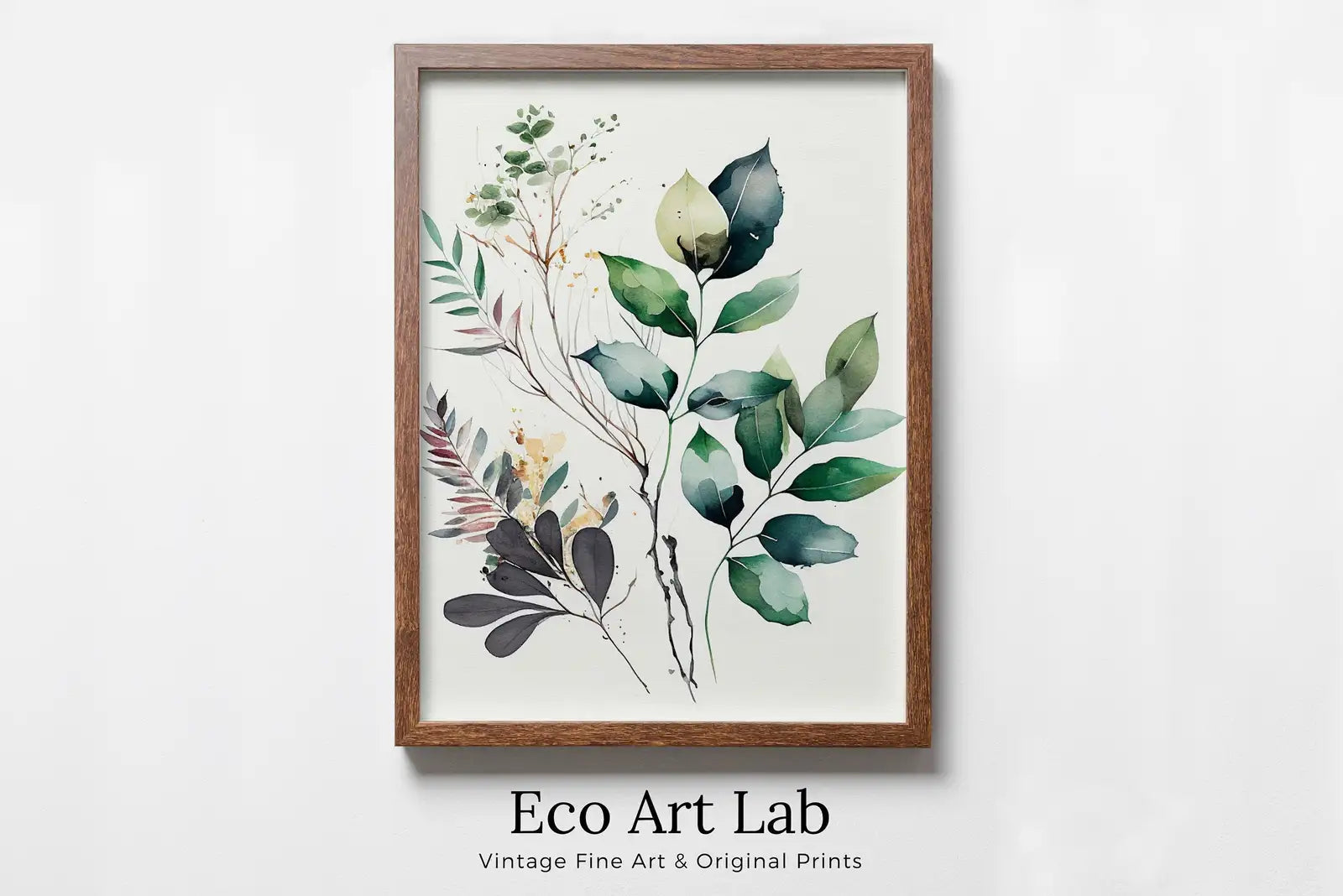 Framed view of Floral Printable Wall Art. Boho Floral Art. Floral Minimalist Art. Printable Flower Watercolor. Watercolor Botanical Print. Wild Flowers Art – printable wall art digital download.