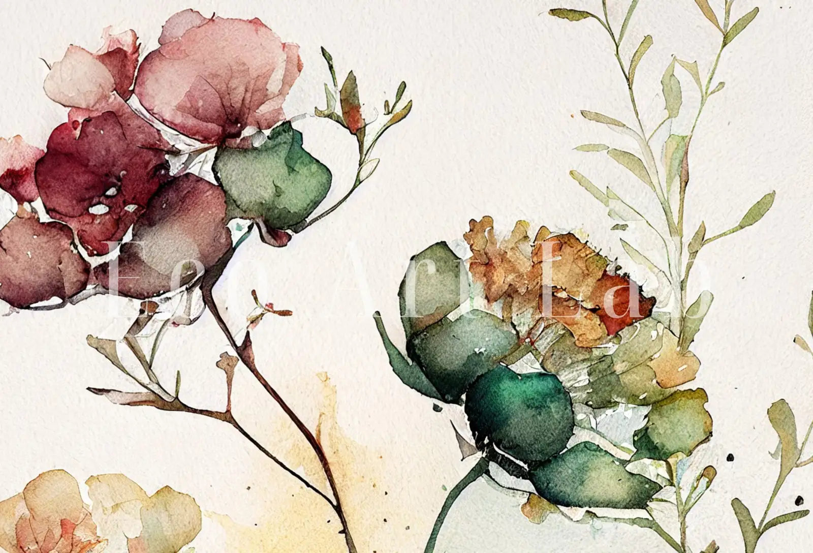 Detail view of artwork from Floral Printable Wall Art. Boho Floral Art. Printable Flower Watercolor. Watercolor Botanical Print. Wild Flowers Art. Floral Minimalist Art. (variation 1)