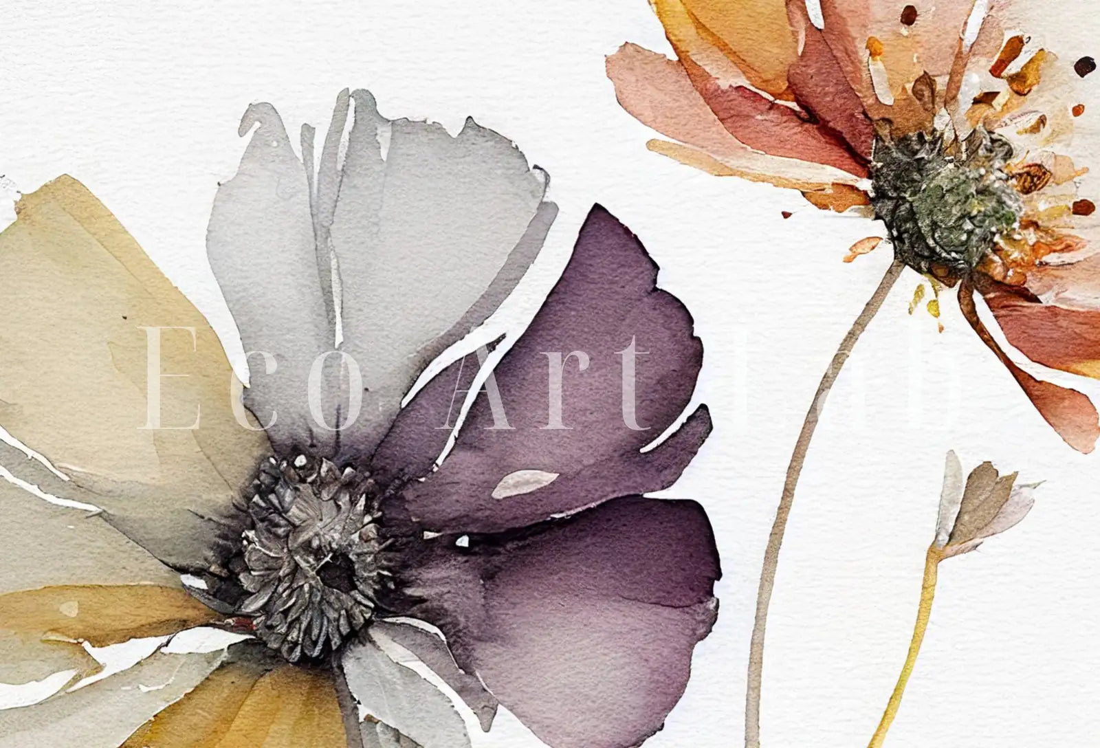 Detail view of artwork from Floral Printable Wall Art. Boho Floral Art. Watercolor Botanical Print. Printable Flower Watercolor. Wild Flowers Art. Floral Minimalist Art. (variation 8)