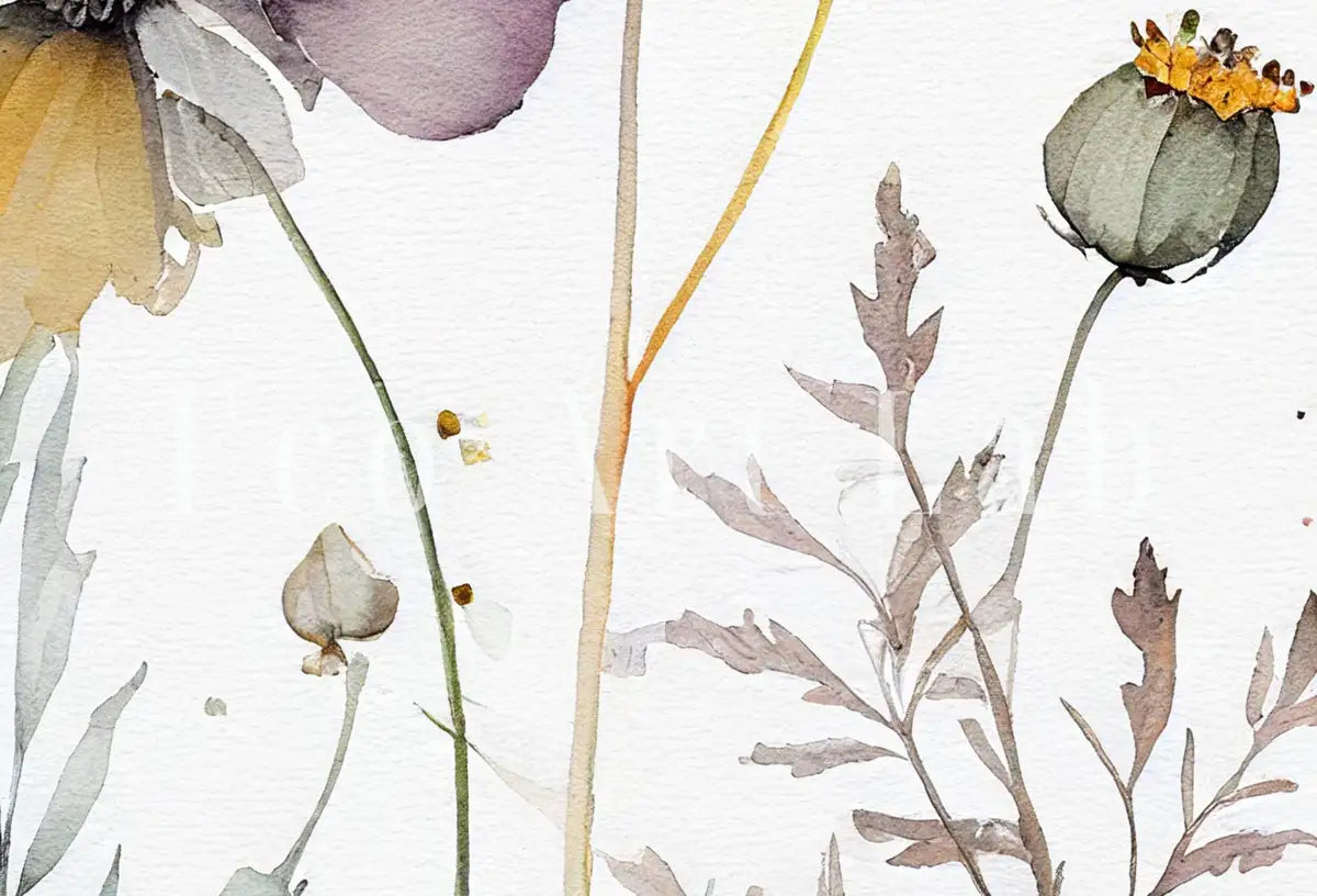Detail view of artwork from Floral Printable Wall Art. Boho Floral Art. Watercolor Botanical Print. Printable Flower Watercolor. Wild Flowers Art. Floral Minimalist Art. (variation 9)