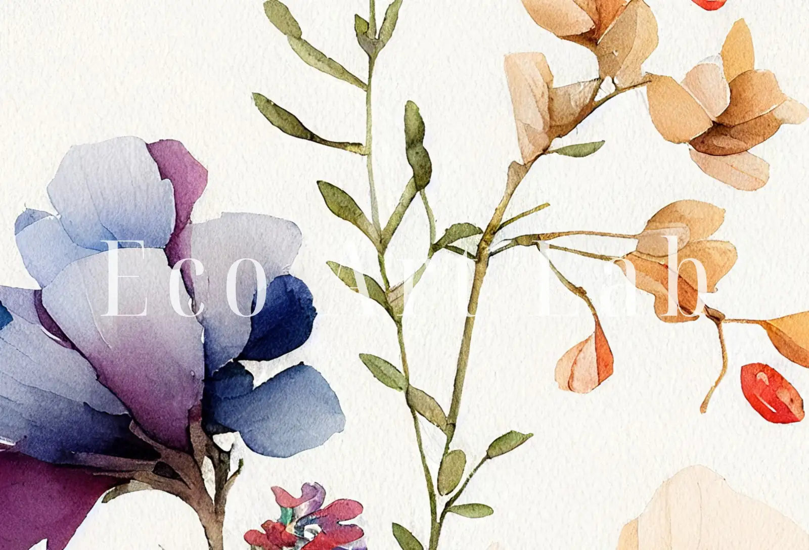 Detail view of artwork from Floral Printable Wall Art. Boho Floral Art. Wild Flowers Art. Floral Minimalist Art. Watercolor Botanical Print. Printable Flower Watercolor. (variation 1)
