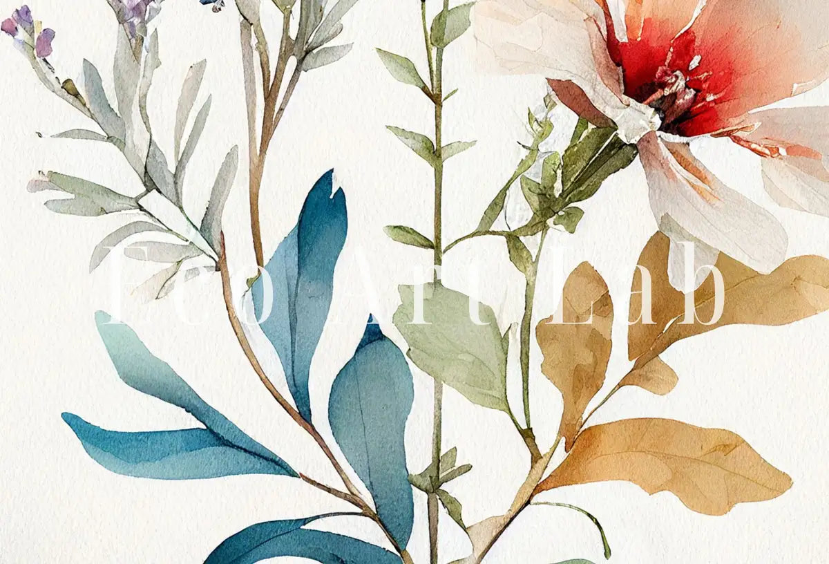 Detail view of artwork from Floral Printable Wall Art. Boho Floral Art. Wild Flowers Art. Floral Minimalist Art. Watercolor Botanical Print. Printable Flower Watercolor. (variation 2)