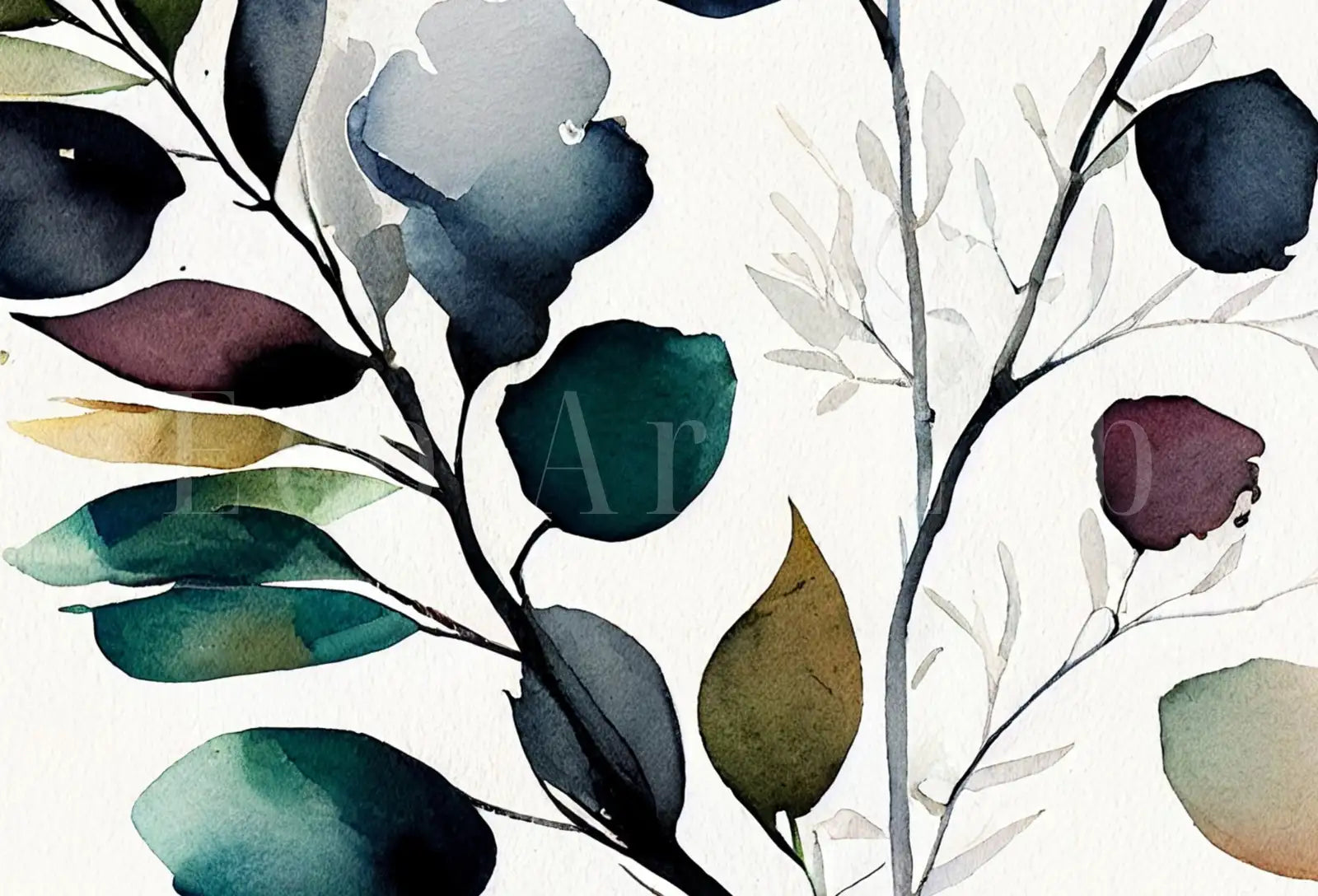 Detail view of artwork from Floral Printable Wall Art. Colorful Boho Floral Art. Floral Minimalist Art. Wild Flowers Art. Printable Flower Watercolor. Botanical Print. (variation 1)