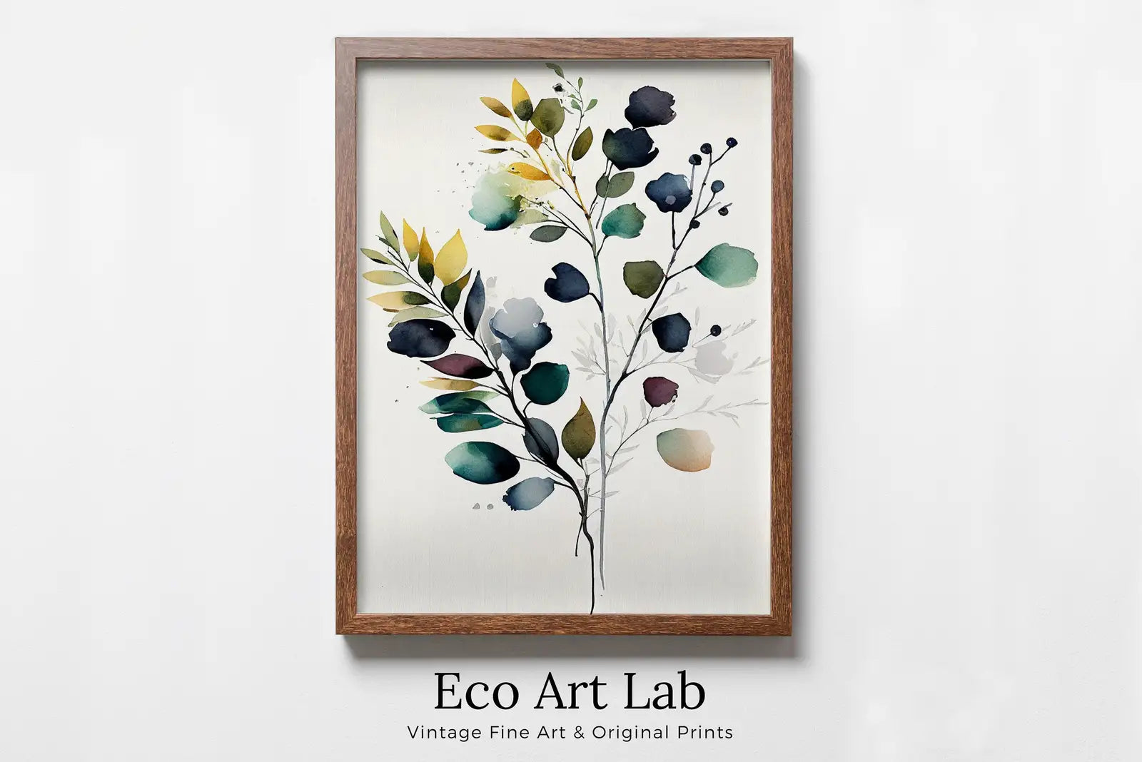 Framed view of Floral Printable Wall Art. Colorful Boho Floral Art. Floral Minimalist Art. Wild Flowers Art. Printable Flower Watercolor. Botanical Print – printable wall art digital download.
