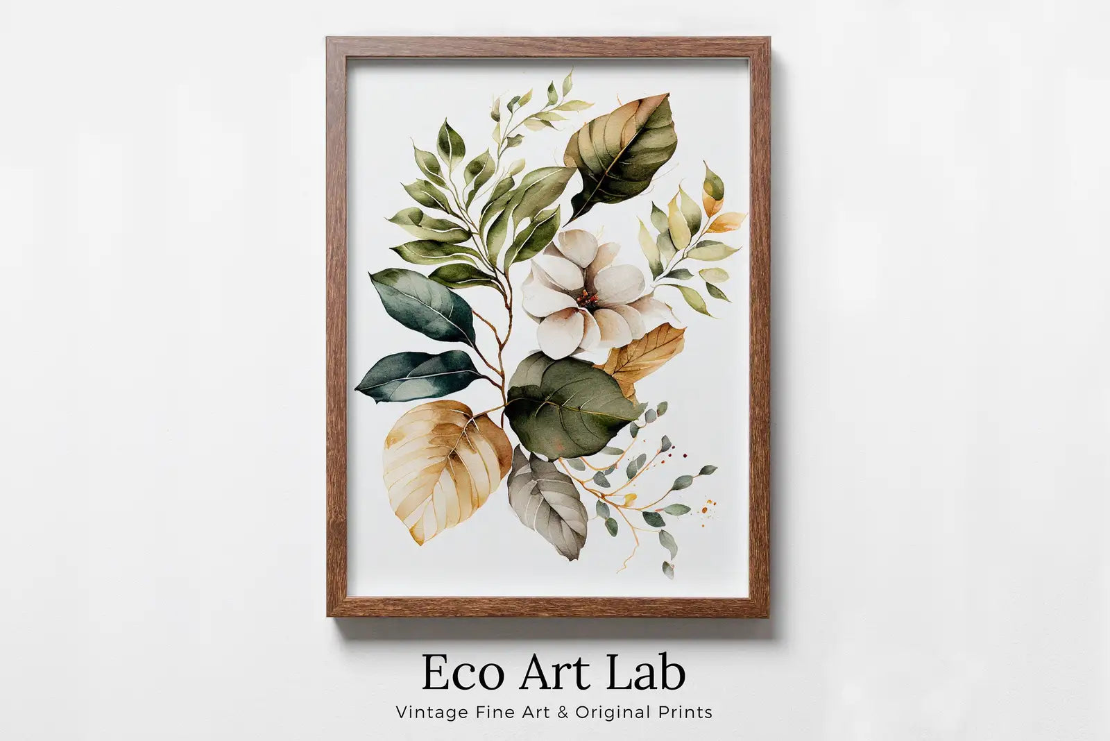 Framed view of Floral Printable Wall Art. Floral Minimalist Art. Printable Flower Watercolor. Boho Floral Art. Watercolor Botanical Print. Wild Flowers Art – printable wall art digital download. (variation 2)