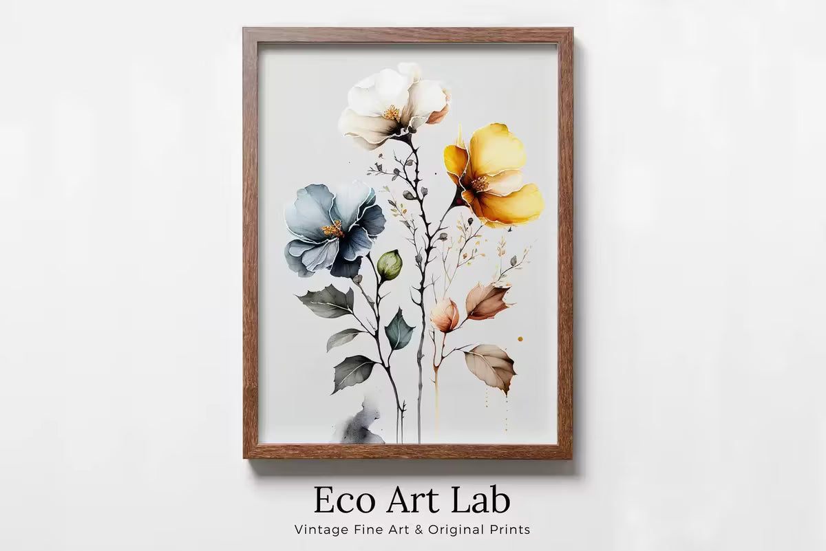 Floral Printable Wall Art. Watercolor Botanical Print. Boho Floral Art. Printable Flower Watercolor. Wild Flowers Art. Floral Minimalist Art – Printable Wall Art