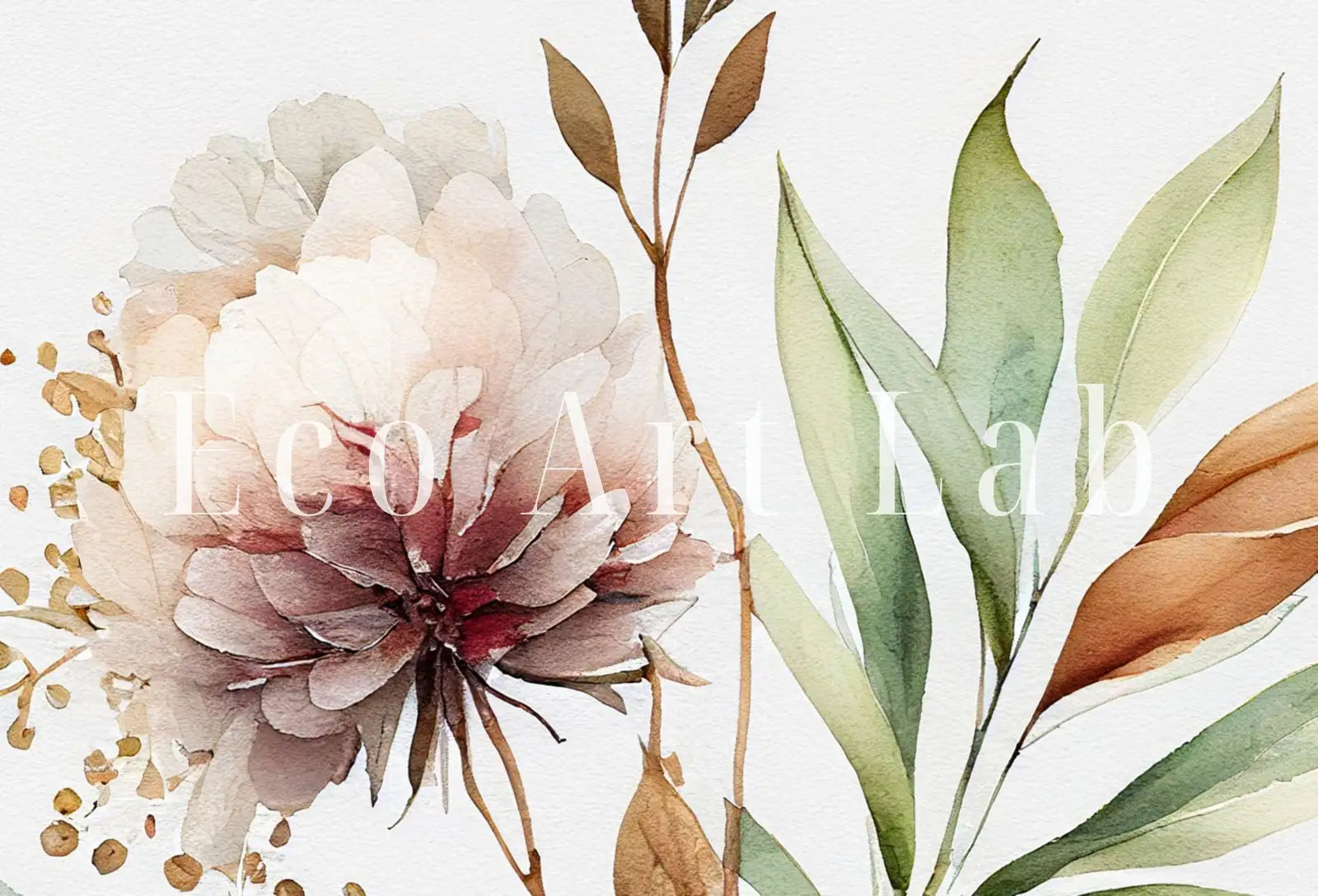 Detail view of artwork from Floral Printable Wall Art. Watercolor Botanical Print. Printable Flower Watercolor. Boho Floral Art. Wild Flowers Art. Floral Minimalist Art. (variation 1)