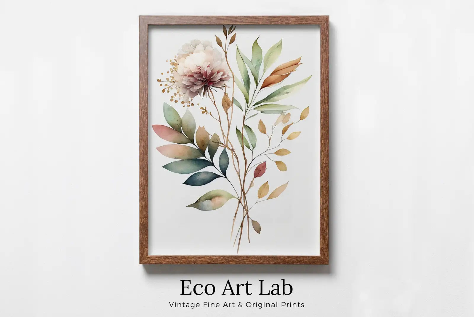 Framed view of Floral Printable Wall Art. Watercolor Botanical Print. Printable Flower Watercolor. Boho Floral Art. Wild Flowers Art. Floral Minimalist Art – printable wall art digital download.
