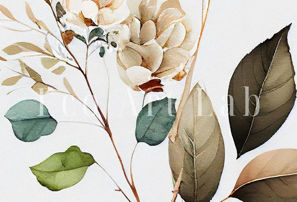 Detail view of artwork from Floral Printable Wall Art. Watercolor Botanical Print. Wild Flowers Art. Printable Flower Watercolor. Boho Floral Art. Floral Minimalist Art. (variation 2)