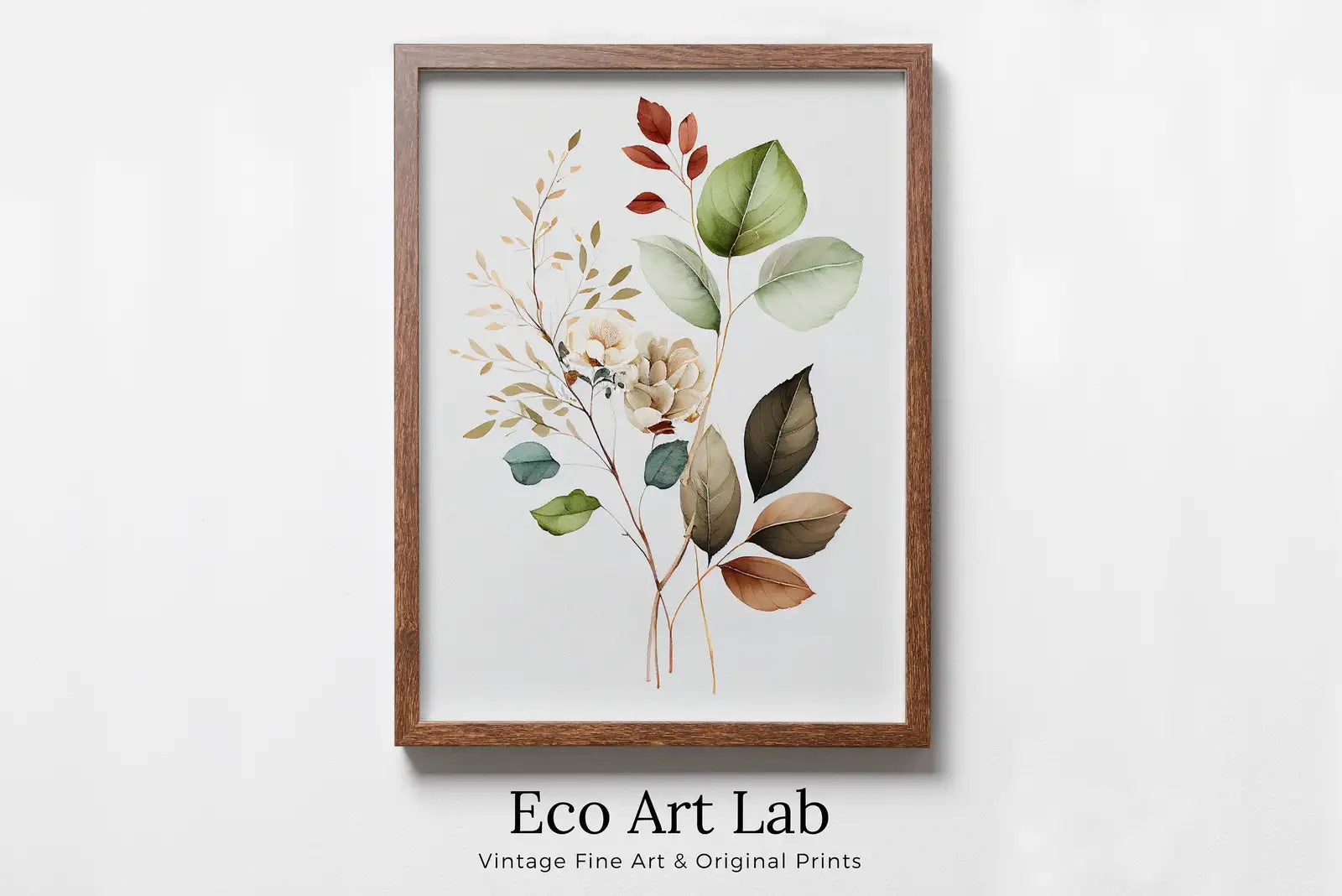 Framed view of Floral Printable Wall Art. Watercolor Botanical Print. Wild Flowers Art. Printable Flower Watercolor. Boho Floral Art. Floral Minimalist Art – printable wall art digital download.