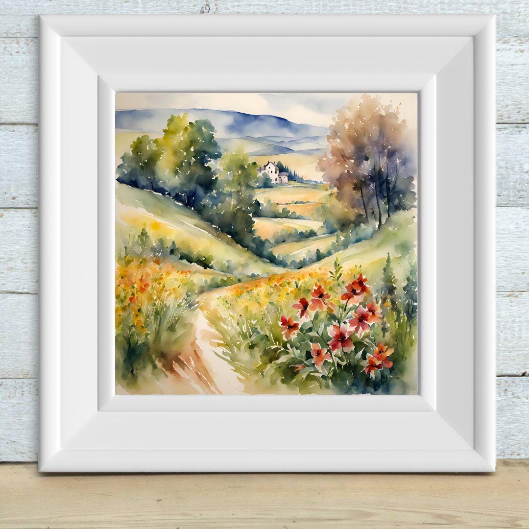 Floral Wall Art Printable Decor I Watercolor Painting Square Art I Botanical Print Digital Download – Printable Wall Art Digital Download – Digital Download