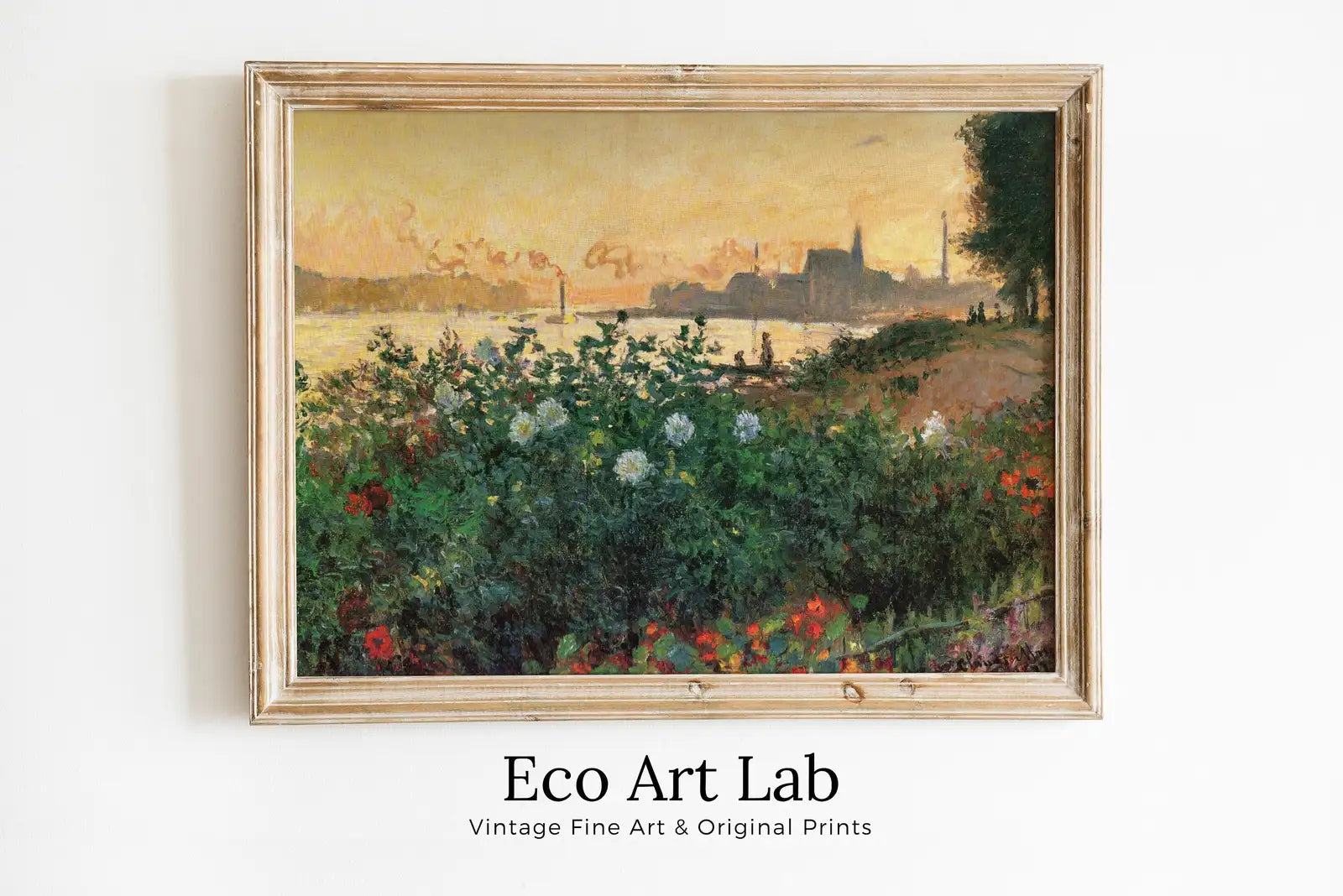 Bord de rivière fleuri à Argenteuil. Peinture célèbre de Claude Monet. Téléchargement instantané pour une décoration vintage. Reproduction d’art botanique de Monet. Décoration vintage.