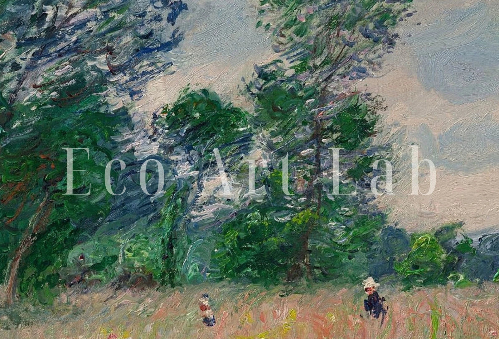 Detail view of artwork from Flowering Meadow Claude Monet Painting. Famous Monet Art. Instant Download Vintage Decor. Vintage Landscape Printable Wall Art. Spring Decor. (variation 1)