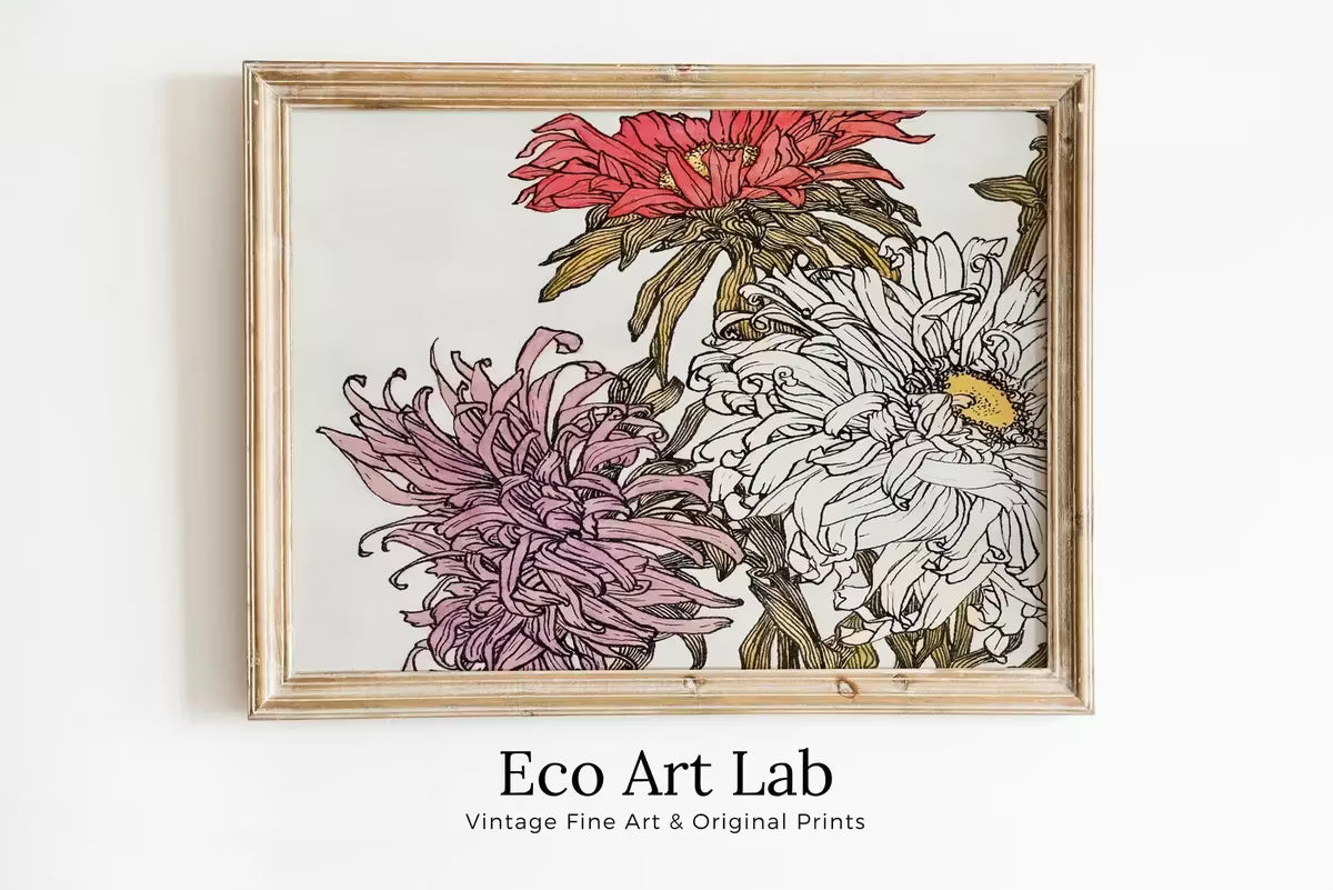 Flowers Print Vintage Printable Wall Art. Art Nouveau Floral Print. Instant Download Poster Watercolor Wall Art. Art Nouveau Poster – Printable Wall Art