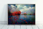 Included artwork preview showing first selection of artworks from Flowers River & Clouds Monet Inspired Digital Painting. Landscape Print. Instant Download Floral Decor. Printable Wall Art. Abstract Decor.