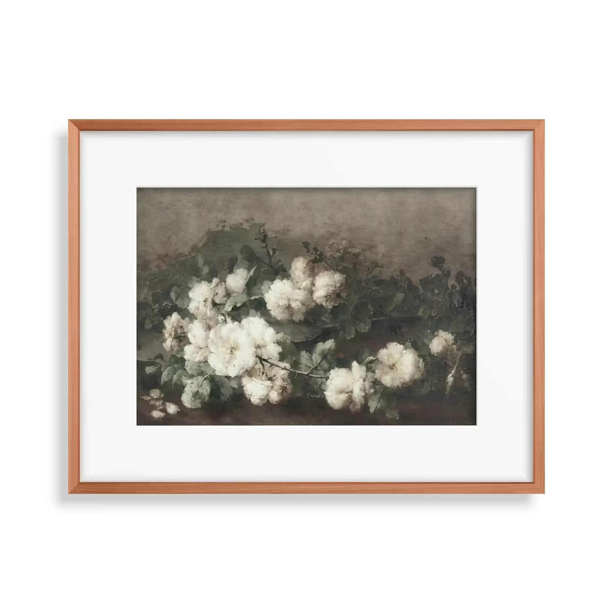 Flowers Still Life Painting | Vintage Neutral Colors Decor | Antique Oil Painting | Vintage Flower Print | White Roses Printable – Printable Wall Art