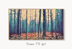 Fog in Autumn Forest Landscape, Samsung Frame TV Art Abstract Painting, Instant Download Nature Art, Art for TV, Colorful Art for Frame TV displayed on Samsung Frame TV on a living room wall.