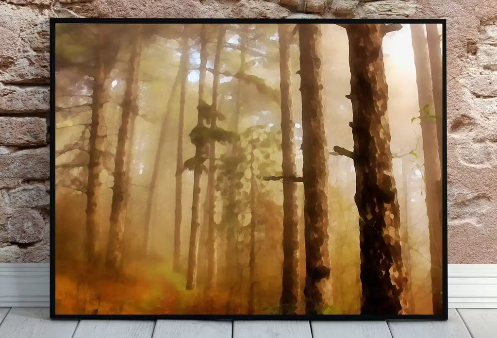 Fog in Forest Landscape Painting, Abstract Printable Wall Art, for Home or Office Decor, Nature Print Digital Art Instant Download – Printable Wall Art