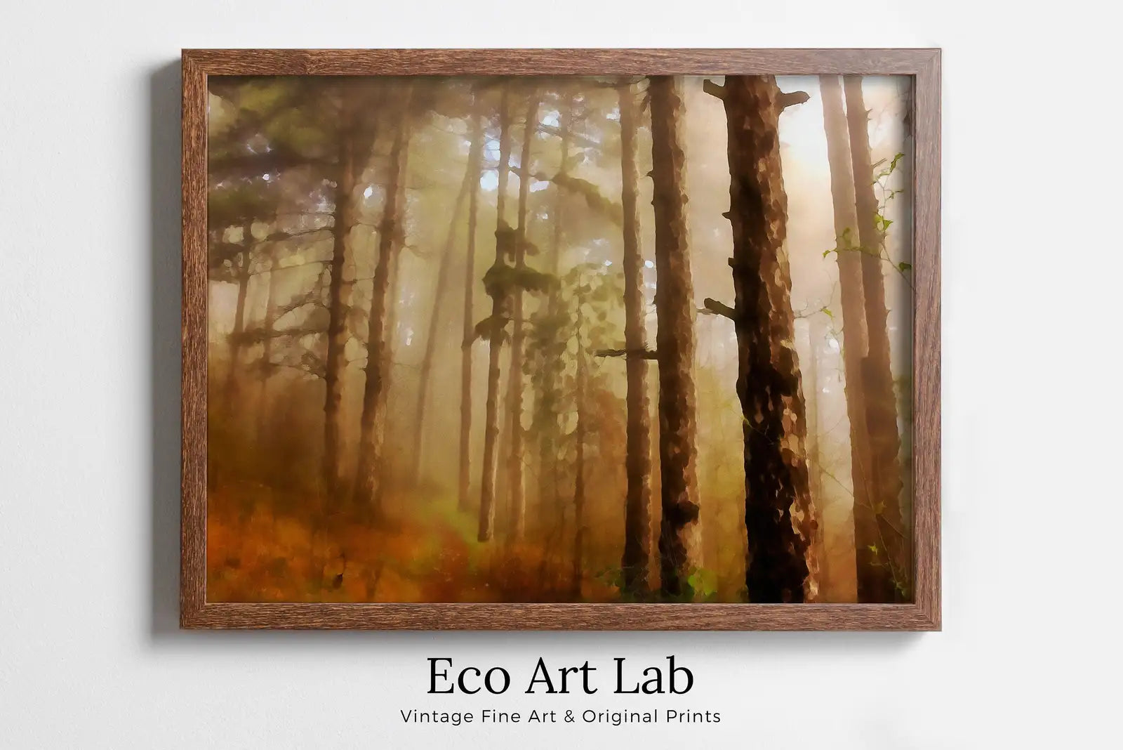 Framed view of Fog in Forest Landscape Painting, Abstract Printable Wall Art, for Home or Office Decor, Nature Print Digital Art Instant Download – printable wall art digital download.