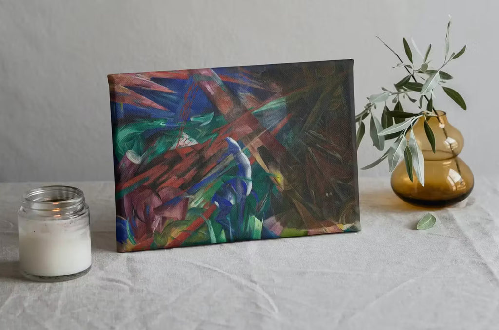 Forest Animals Vintage Painting. Surreal Abstract Geometric Art Print. Instant Download Antique Oil Painting. Colorful Printable Wall Art – Printable Wall Art