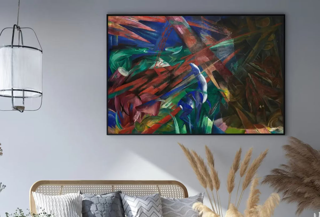 Forest Animals Vintage Painting. Surreal Abstract Geometric Art Print. Instant Download Antique Oil Painting. Colorful Printable Wall Art – Printable Wall Art