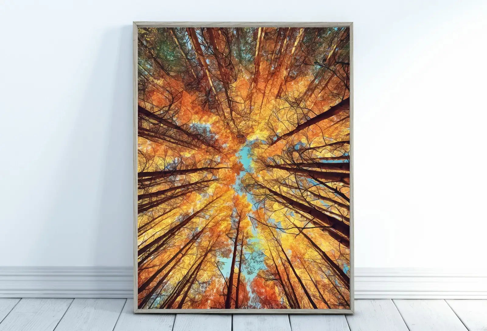 Included artwork preview showing first selection of artworks from Forest Canopy Fall Autumn Trees Landscape Painting, Abstract Printable Wall Art, Home Office Decor Nature Print Digital Art Instant Download.