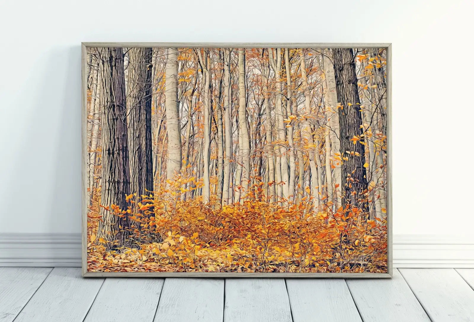 Included artwork preview showing first selection of artworks from Forest in Autumn. Fall Landscape Painting. Printable Wall Art for Home or Office Decor. Forest Art Nature Print Digital Art Instant Download.