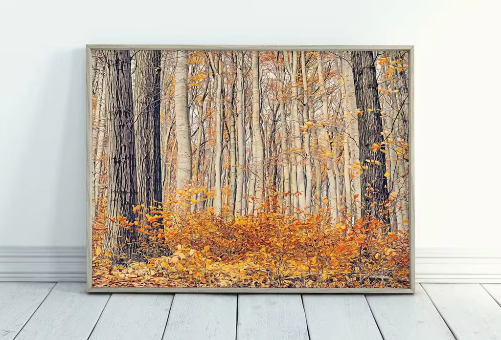 Forest in Autumn. Fall Landscape Painting. Printable Wall Art for Home or Office Decor. Forest Art Nature Print Digital Art Instant Download – Printable Wall Art